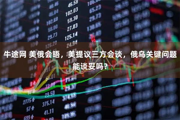 牛途网 美俄会晤,美提议三方会谈,俄乌关键问题能谈妥吗?